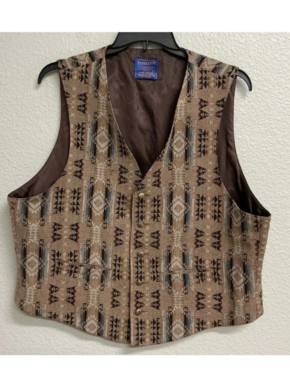 VTG Pendleton High Grade Western Wear Vest Southwestern Aztec Wool Sz XXL Lined